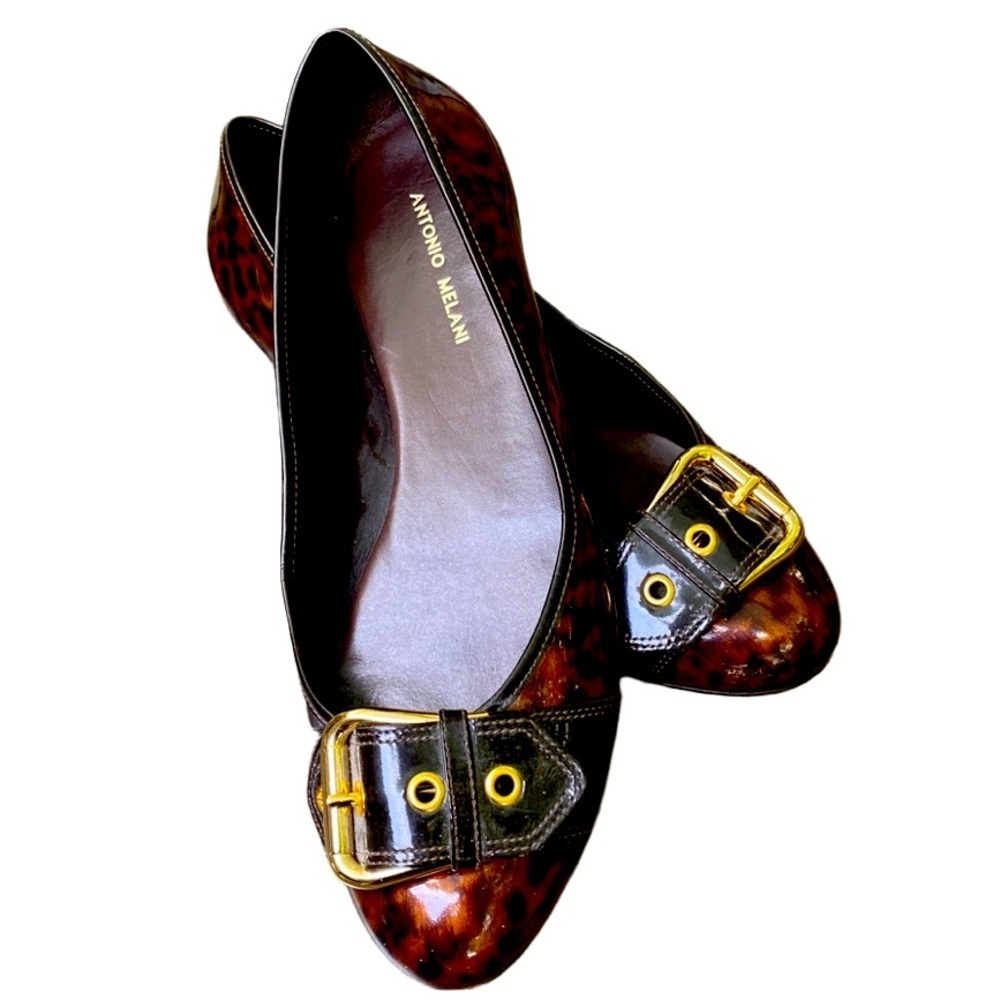 ANTONIO MELANI Brown Flats with Gold Buckle
